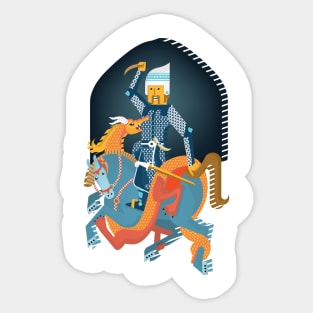 A Prince On Horseback Attacked By A Dragon Sticker